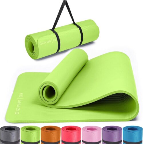 Premium yogamat gymnastiekmat fitnessmat trainingsmat met schouderriem - 183 x 60 x 1 cm