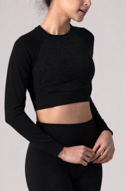 REVIVE seamless – cropped – Long Sleeve – shirt VIANE met bloem design