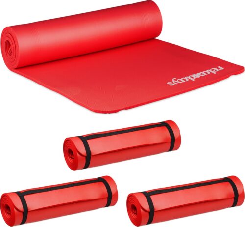 Relaxdays 4x yogamat dik - sportmat - workout matje - jogamat - joga matje - rood