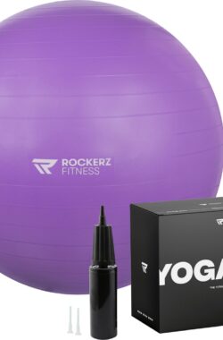 Rockerz Deluxe Yoga bal inclusief pomp – Fitness bal – Zwangerschapsbal – 65 cm – 1150g – Stevig & duurzaam – Hoogste kwaliteit – Paars