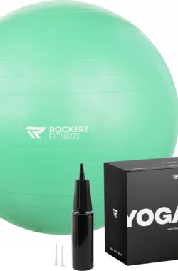 Rockerz Deluxe Yoga bal inclusief pomp – Fitness bal – Zwangerschapsbal – 75 cm – 1250g – Stevig & duurzaam – Hoogste kwaliteit – Mintgroen