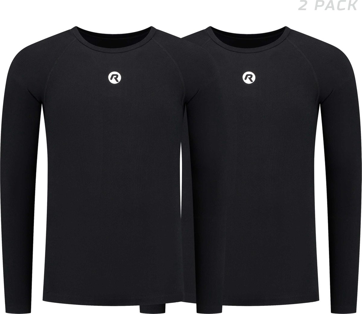 Rogelli Undershirt Long Sleeve Unisex - Core II 2-pack - Zwart - Maat S-M