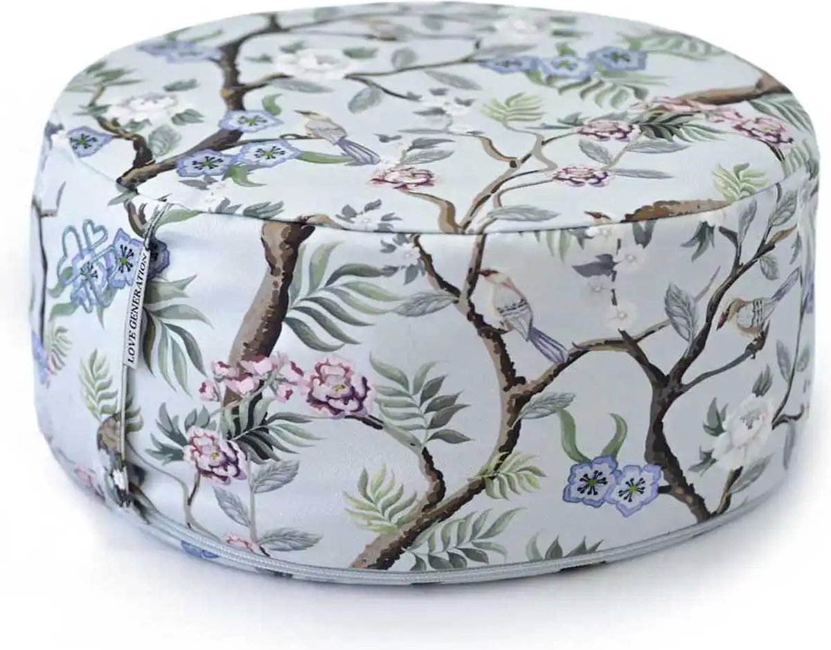 Rond Meditatiekussen | Blossom Birds | Katoen | ⌀30cm - 15cm