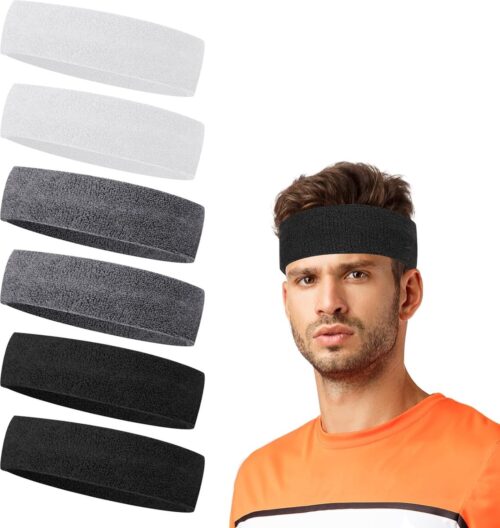 Running Hoofdband voor Mannen - Sport Wicking Stretchy Zweetband Antislip Workout Haarband - Katoenen Zweetband voor Basketbal In 3 Kleuren