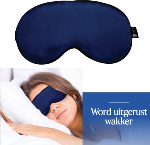 SIMIA™ Premium Zijden Slaapmasker - Luxe Verstelbare Oogmasker - 100% Verduisterend - Reismasker - Blinddoek - Powernap - Meditatie - Yoga - Slaap - Reis - Ontspanning - Zijdezacht - Anti Rimpel - Cadeau Tip - Marine Blauw