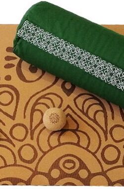 Samarali Bos Groen Yin Yoga Set Moon – Inclusief Kurk Yogamat, Bolster, Massagebal & Draagriem – 100% Ethisch Geproduceerd