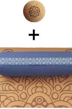 Samarali Denim Blauwe Yin Yoga Set Moon – Kurk Mat, Bolster & Massagebal – Eco-vriendelijk en Comfortabel