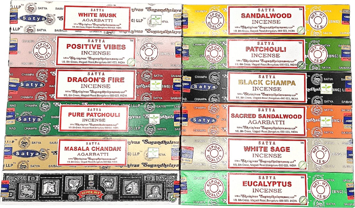 Satya Assorted Pack 7 Incense (12 boxes) 15 grams