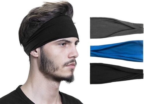 Set 3 stuks haarbanden - Sport haarbanden - Kleur 1 - Hoofdband - Volwassenen - Heren Haarband - Elastisch antislip - Fitness - Zweetband - Yoga - Atletisch - Gym - Dans - Hardlopen - Haaraccessoires