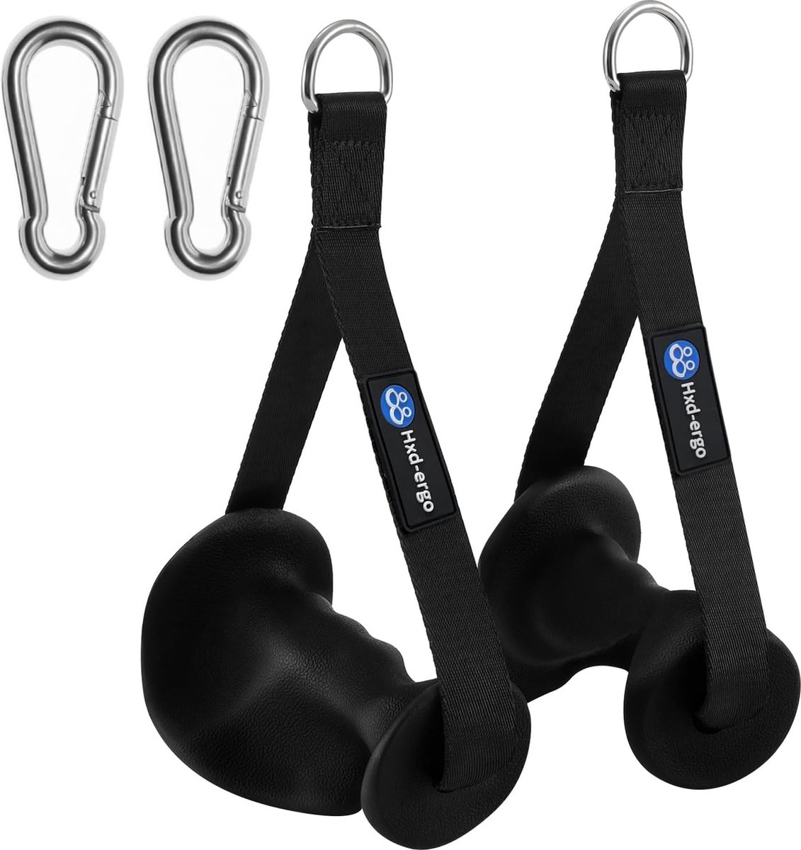 Set van 2 handgrepen met één hand, ergonomische kabeltrekhandgrepen voor weerstandsbanden, homegym, katrol, fitness, krachttraining, fitnesshandgrepen, lattrekhandgreep met zware D-ring