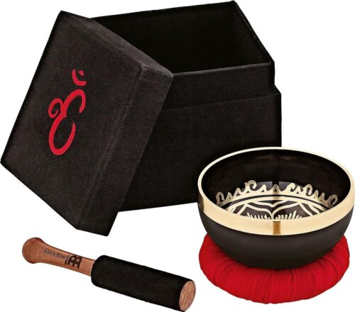 Singing Bowl 300g OM-symbool - meditatie yoga decoratie - klankschaal cadeauset met kussen geschenkdoos (SB-OM-300)