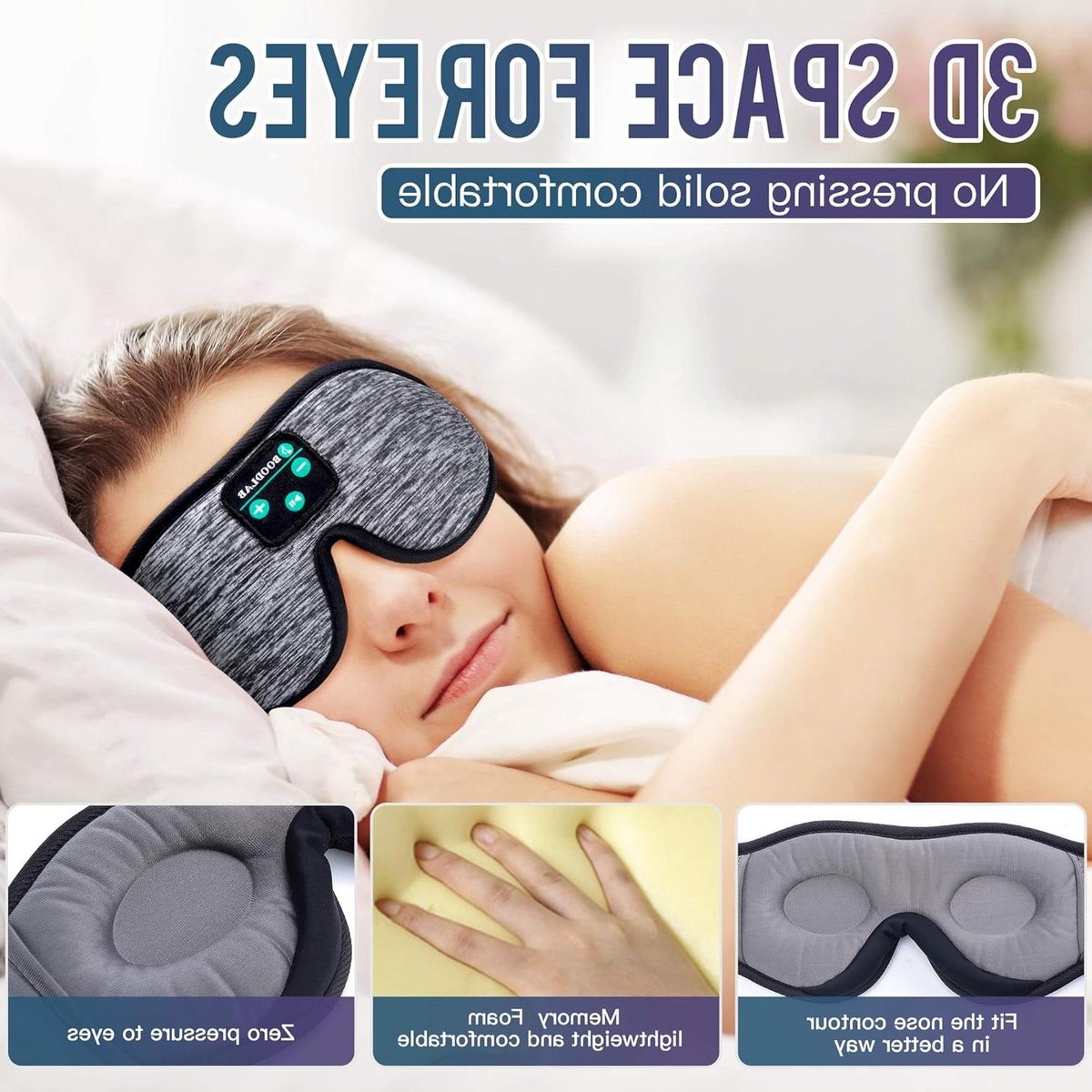 Slaapkoptelefoon Slaapmasker - Ultrabreathable HD Geluid - Wasbaar en Verstelbaar - voor Slapen, Zijslapers, Vliegreizen, Yoga en Meditatie. Slaapmasker