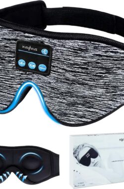 Slaapmasker 3D oogmasker met Bluetooth hoofdtelefoon verstelbaar voor reizen Siesta Yoga zijslaper vliegtuig slaap meditatie dames heren – Grijs