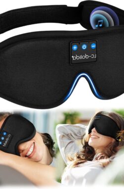 Slaapmasker Bluetooth Slaaphoofdtelefoon Nachtmasker Ijszijde Zwart voor Mannen Vrouwen Reizen Dutjes Meditatie