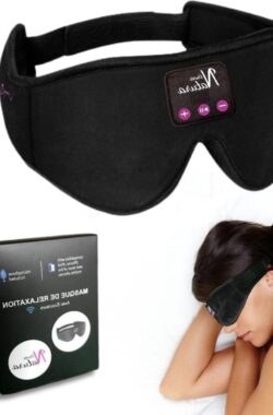 Slaapmasker Bluetooth Zwart nachtmasker verstelbare hoofdtelefoon verduisterend zacht cadeau voor manne – slaap meditatie hypnose reizen