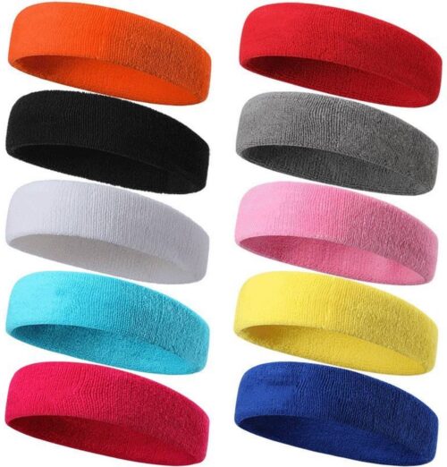 Sporthoofdbanden - Set van 5 - katoenen hoofdband sportaccessoires antislip elastiek mannen en vrouwen geschikt voor outdoorsporten tennis yoga - 5 kleuren (Wit, Oranje, Grijs, Roze en Blauw)