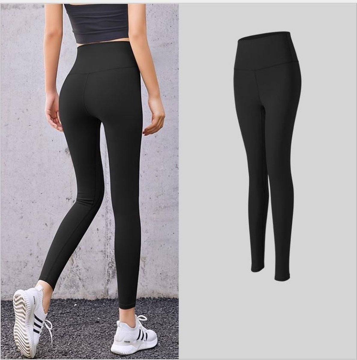 Sportlegging - Yogalegging - High Waist - Zwart - Maat: L