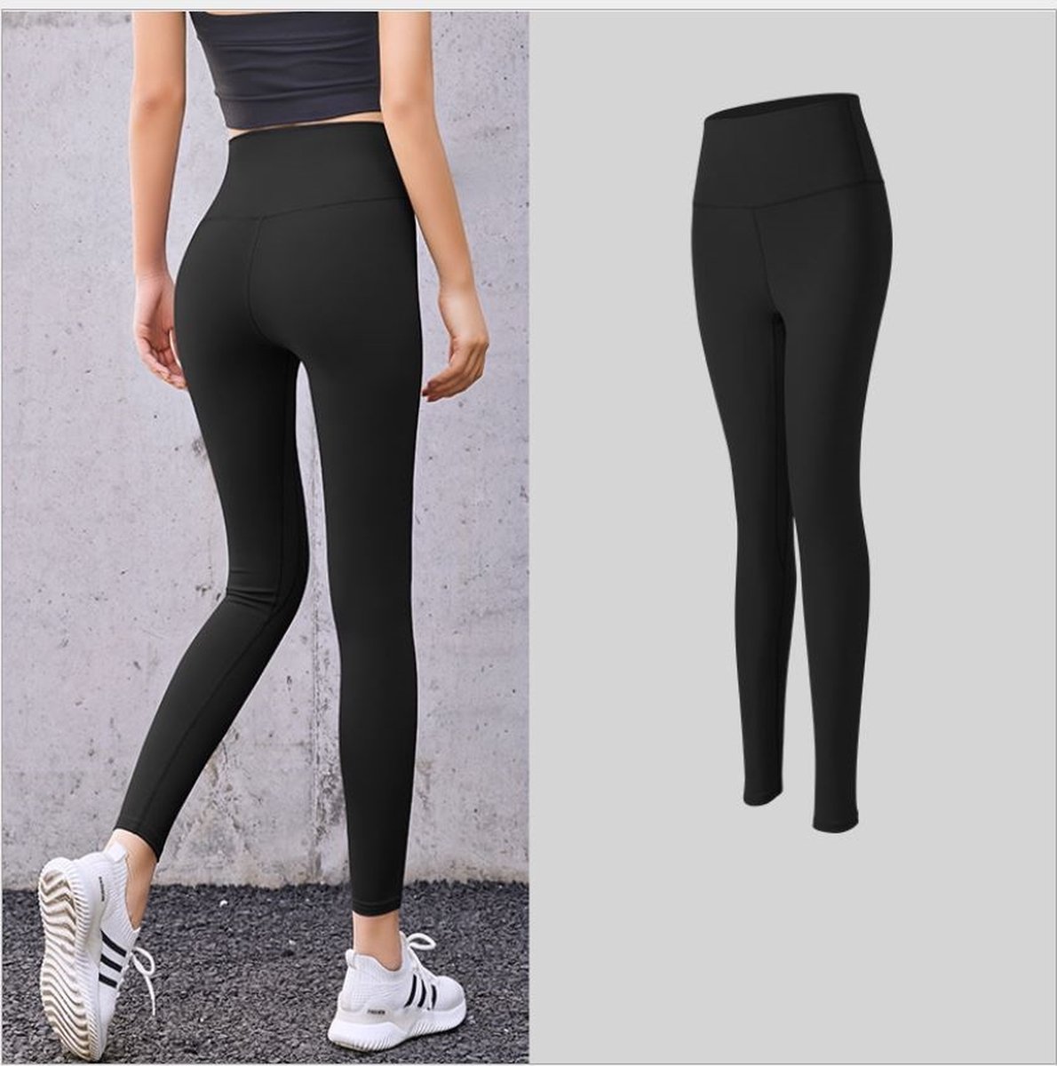 Sportlegging - Yogalegging - High Waist - Zwart - Maat: XXL