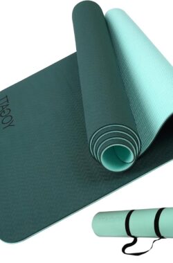 Sportmat fitnessmat antislip met draagriem – voor yoga pilates en fitness – mannen vrouwen – trainingsmat yoga.