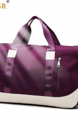 Sporttas Dames Reistas met Schoenenvak Natte Tas, Weekendtas Fitnesstas Waterdicht Groot Gym Bag Handbagage Travel Bag Boodschappentas Duffelbag voor Sport/Fitness/Outdoor, Donkerpaars