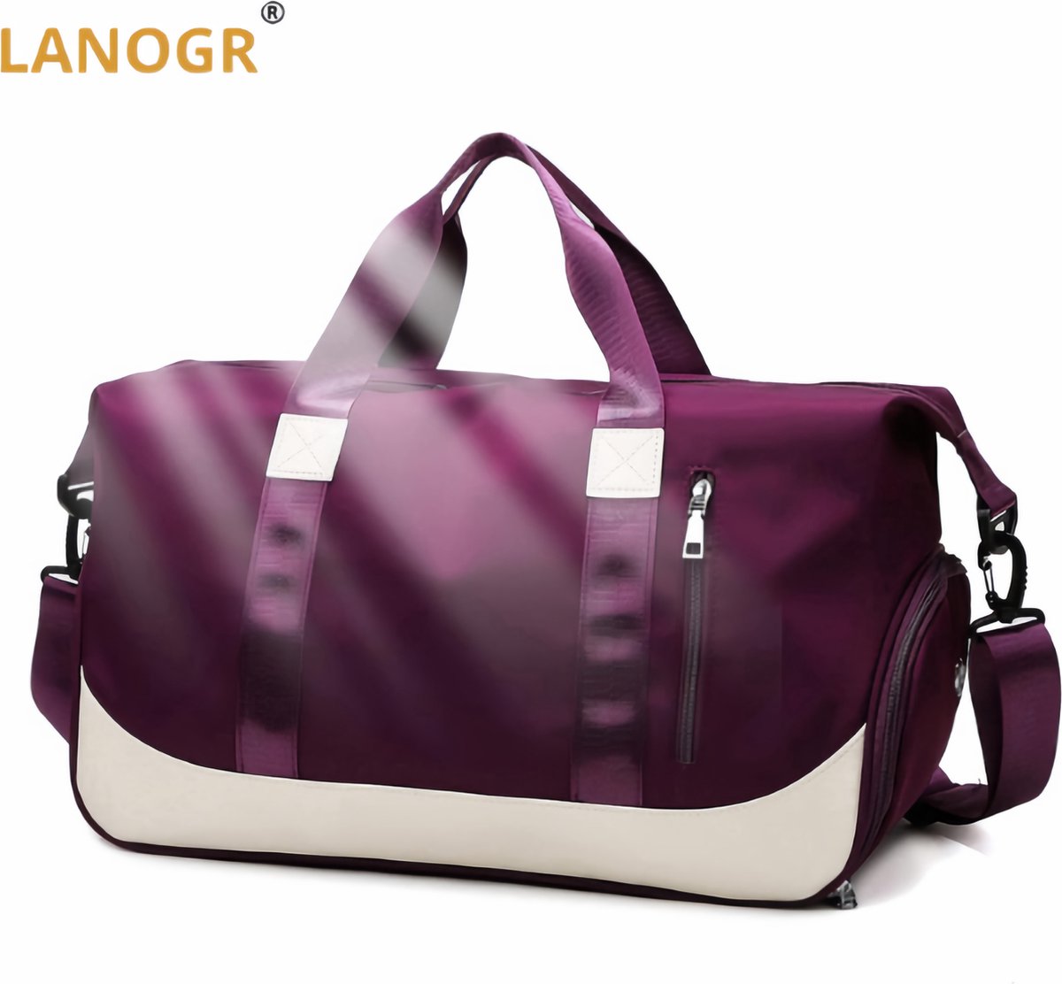 Sporttas Dames Reistas met Schoenenvak Natte Tas, Weekendtas Fitnesstas Waterdicht Groot Gym Bag Handbagage Travel Bag Boodschappentas Duffelbag voor Sport/Fitness/Outdoor, Donkerpaars