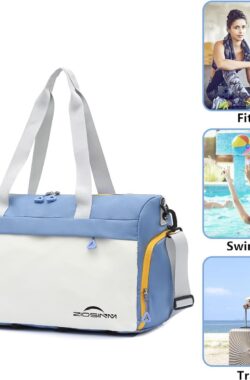 Sporttas voor dames en heren, 35 liter, kleine sporttas met schoenenvak, reistas, weekendtas, waterdichte trainingstas, gymtas met draaggreep en yogamatopslag, blauw, Klassiek