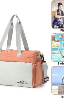 Sporttas voor dames en heren, 35 liter, kleine sporttas met schoenenvak, reistas, weekendtas, waterdichte trainingstas, gymtas met draaggreep en yogamatopslag, oranje, Klassiek