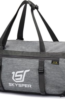 Sporttas voor dames en heren, met schoenenvak en nat vak, kleine reistas, duffle bag voor sport, fitness, training, weekend, zwemmen, gym, yoga, Lichtgrijs