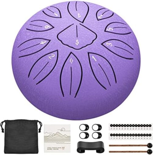 Steel Tongue Drum - Handpan Drum - Hangdrum - ( 15cm 11 Tone/Lavendel paars )