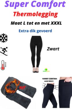 Super Comfort Thermolegging Zwart – Maat L t/m XXXL – Extra WARM Gevoerd – Thermobroek – Ondergoed – Outdoor – Wintersport – Warme Legging – Fleece – Figuur Corrigerend – Shape Wear