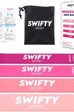 Swifty Weerstandsbanden Set – 4 stuks – Incl. Draagtas en Nederlandstalige Handleiding – Premium Vrouwen Set – Elastiek Fitness band – Fitness banden – Fitness Elastieken, Resistance Band Set , Gymnastiekband , Trainingsbanden