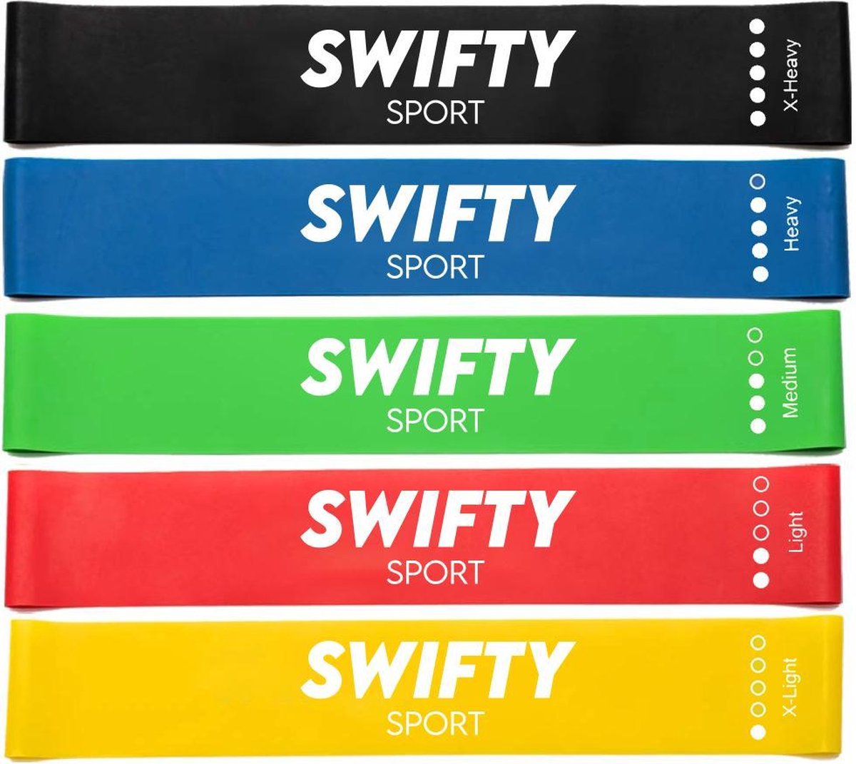 Swifty Weerstandsbanden Set - 5 stuks - met Draagtas en E-Book & Handleiding - Resistance Band Set