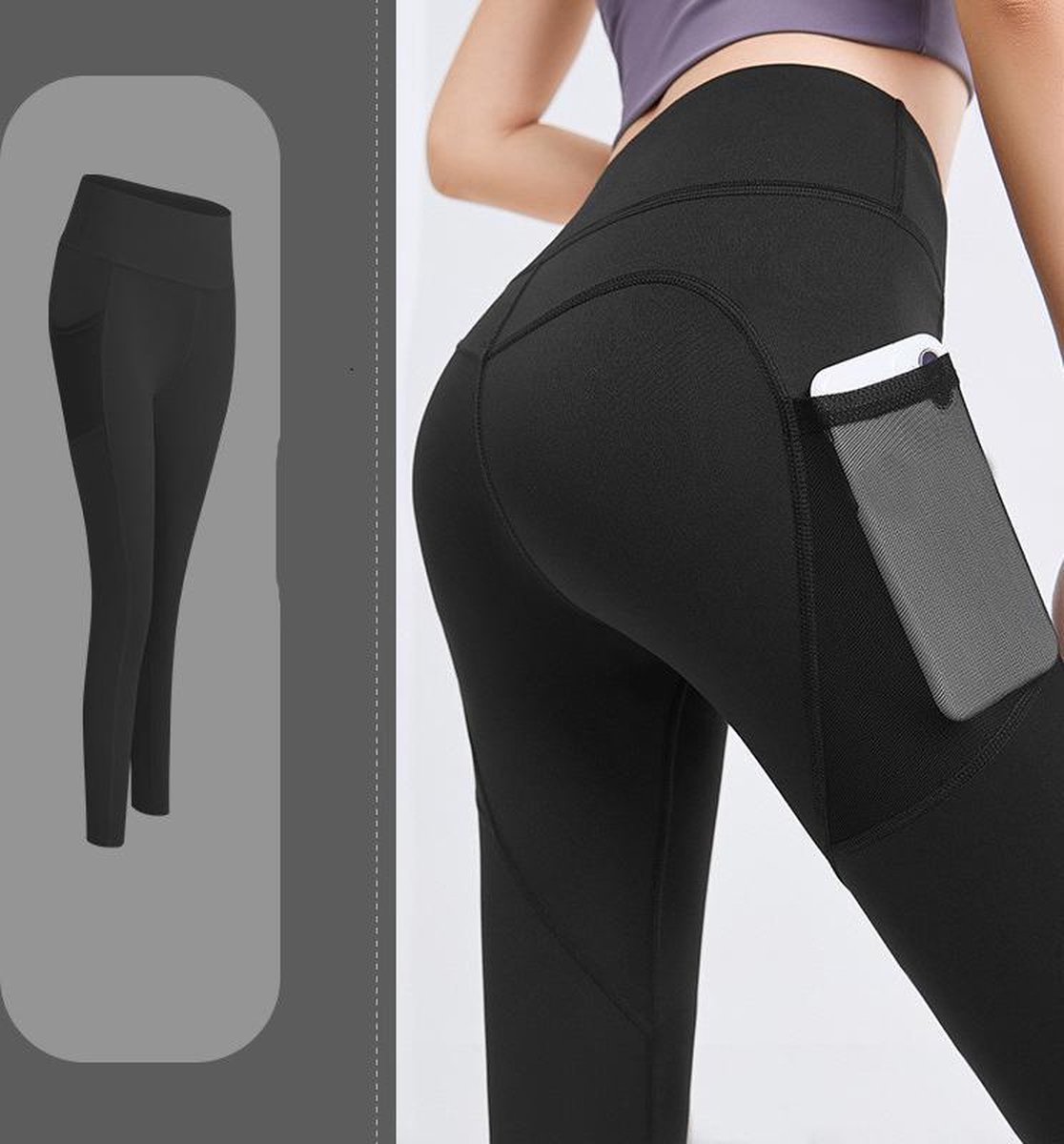 TDR - Fitness broek - Sportlegging - Yoga Broek - Yogalegging - Dames - Zwart XL