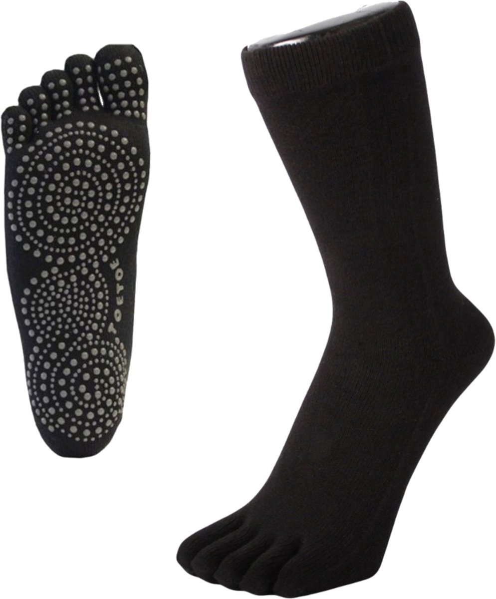 TOETOE Yoga & Pilatus Grip Mid-Calf teensokken - Zwart - 36-39