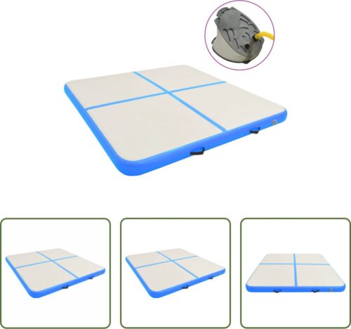 The Living Store Gymnastiekmat - Opblaasbare sportmat - 200 x 200 x 15 cm - Schokabsorberend - anti-slip - waterdicht