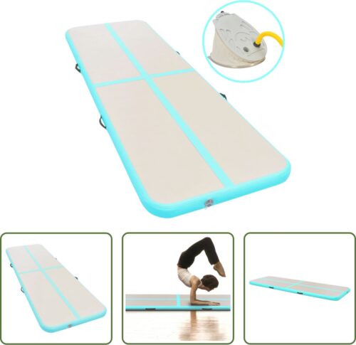 The Living Store Opblaasbare Sportmat - Grote en duurzame gymnastiekmat - Schokabsorberend - anti-slip en waterdicht - 600x100x10 cm - Met pomp