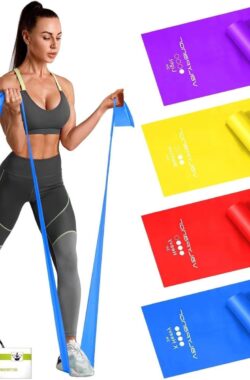 Theraband Terra Band 2 m fitnessbanden set van 4 – oefenbanden met 4 weerstandsniveaus – yoga pilates crossfit – spieropbouw fysiotherapie – draagtas handleiding – oefeningen