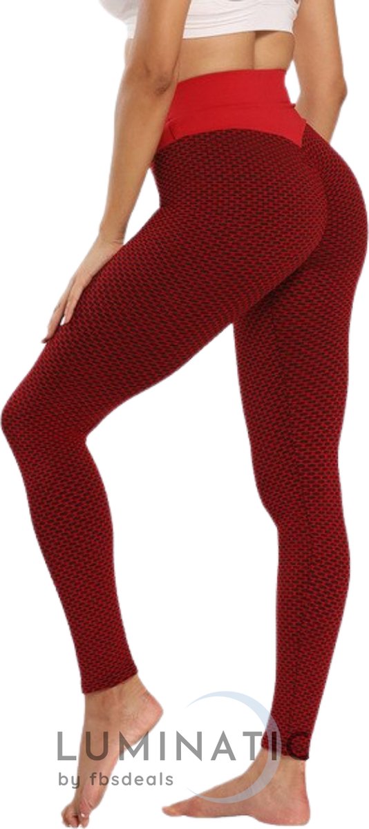 TikTok Legging - Sportlegging Dames - Squat Proof en Fitness Legging - Yoga Legging - High Waist Sport Legging - Anti Cellulite - Shapewear Dames - Push Up - Butt Lifter - Sportkleding Dames | Luminatic® | Rood | S