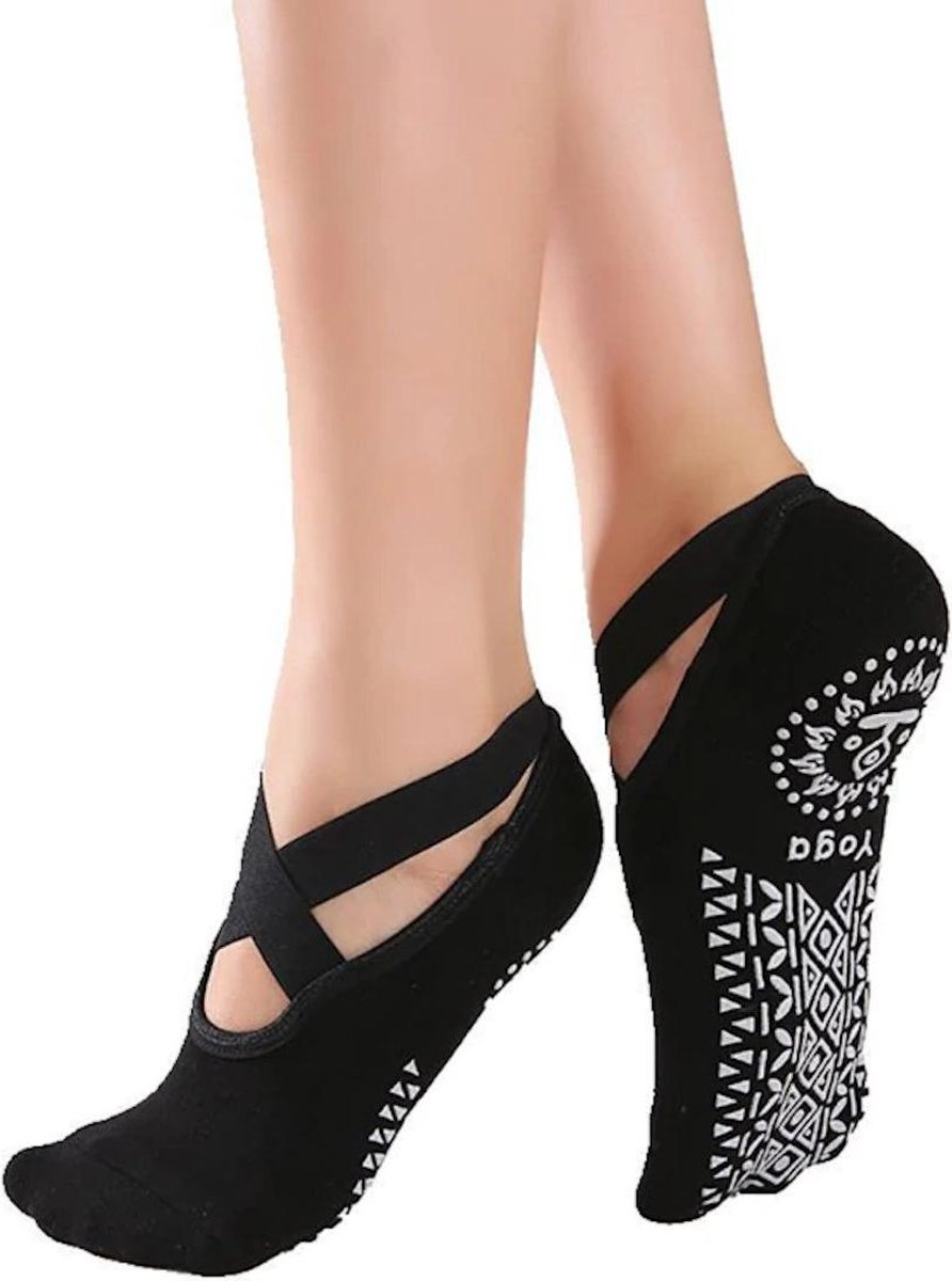 Topsocks Yoga ballerina antislip sokken - zwart- maat 36-41