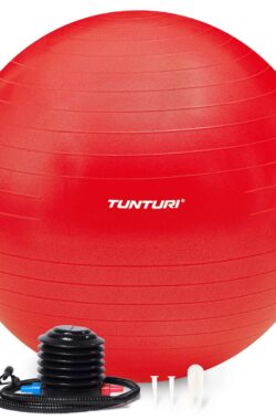 Tunturi Anti Burst Fitness bal met Pomp – Yoga bal 55 cm – Pilates bal – Zwangerschapsbal – 220 kg gebruikersgewicht – Incl Trainingsapp – Rood