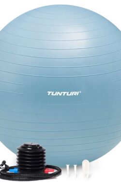 Tunturi Anti Burst Fitness bal met Pomp – Yoga bal 75 cm – Pilates bal – Zwangerschapsbal – 220 kg gebruikersgewicht – Incl Trainingsapp – Lichtblauw