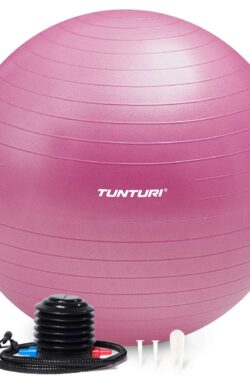 Tunturi Anti Burst Fitness bal met Pomp – Yoga bal 75 cm – Pilates bal – Zwangerschapsbal – 220 kg gebruikersgewicht – Incl Trainingsapp – Paars