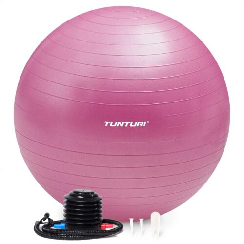 Tunturi Anti Burst Fitness bal met Pomp - Yoga bal 75 cm - Pilates bal - Zwangerschapsbal - 220 kg gebruikersgewicht - Incl Trainingsapp - Paars