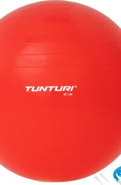 Tunturi Anti Burst Fitness bal met Pomp – Yoga bal 90 cm – Pilates bal – Zwangerschapsbal – 220 kg gebruikersgewicht – Incl Trainingsapp – Rood