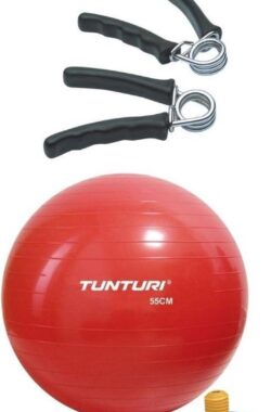 Tunturi – Fitness Set – Knijphalters 2 stuks – Gymball Rood 55 cm