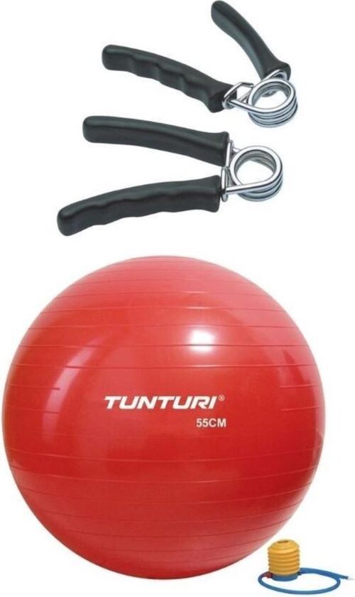 Tunturi - Fitness Set - Knijphalters 2 stuks - Gymball Rood 55 cm