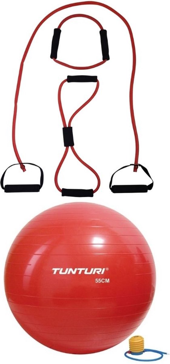 Tunturi - Fitness Set - Tubing Set Rood - Gymball Rood 55 cm