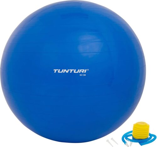 Tunturi Fitness bal - Yoga bal inclusief pomp - Pilates bal - Zwangerschaps bal - Zitbal - 90 cm - Kleur: blauw - Incl. gratis fitness app