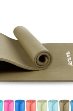 Tunturi NBR Yogamat Anti Slip – Fitnessmat Extra dik & zacht – Sportmat – 180x60x1.5cm – Incl Trainingsapp – Legergroen