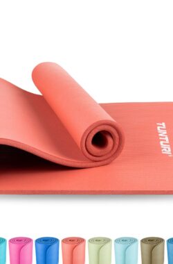 Tunturi NBR Yogamat Anti Slip – Fitnessmat Extra dik & zacht – Sportmat – 180x60x1.5cm – Incl Trainingsapp – Rose Goud